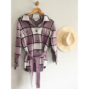 Cupcakes and Cashmere | NWT | Plaid Shirt Jacket Shacket | Purple | Sz XS